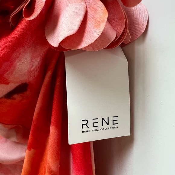 Rene Ruiz Collection One Shoulder Fit and Flare Scuba 3D Appliqué Gown - Picture 10 of 16